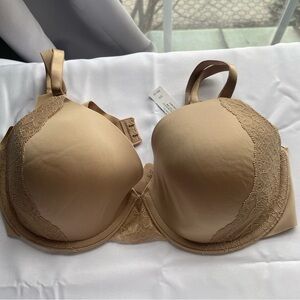 Soma 32D Vanishing 360 Perfect Coverage Lace Bra Warm Amber NWT Smoothing Back